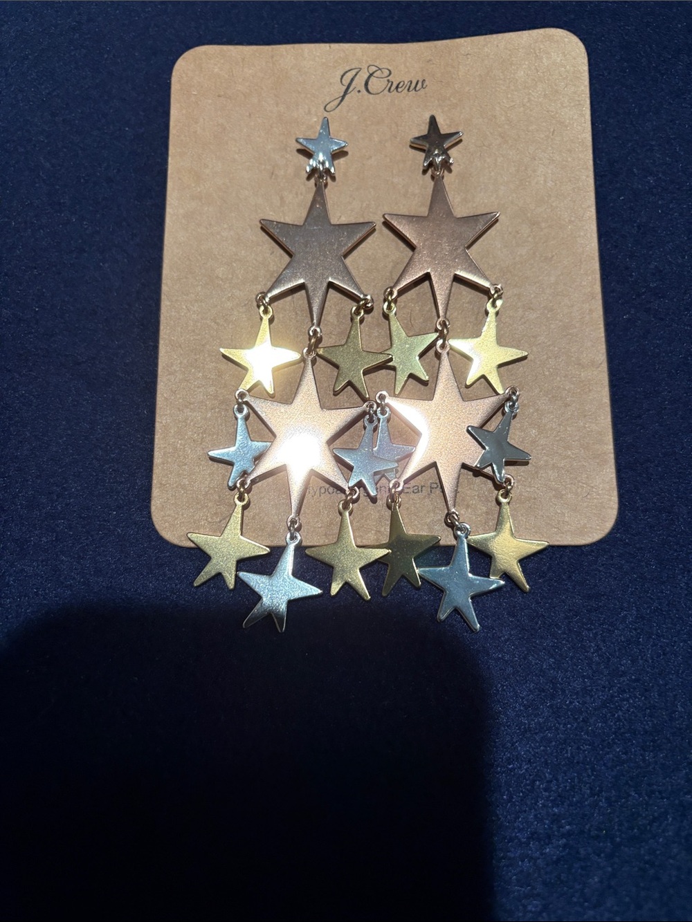 J. Crew Gold and Silver Star Cascade Earrings